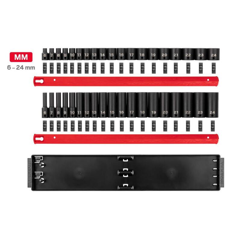 Set de 38 piezas de vasos de impacto de 6 puntos TEKTON de 3/8 pulg. (6-24 mm) con rieles - SID91211