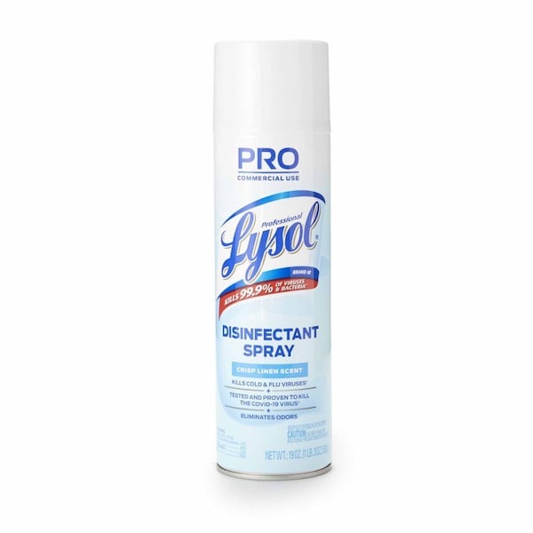 Desinfectante de Superficies en Aerosol a Base de Alcohol Lysol Profesional Scent Crisp Linen, 19 oz. No Estéril