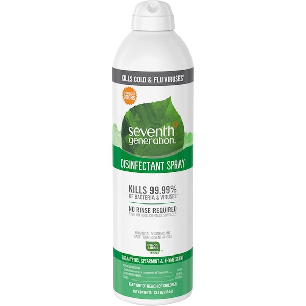 Limpiador desinfectante Seventh Generation, 13.9 oz (0.4 cuartos) Eucalipto, Menta y Tomillo, Transparente, 8 piezas - SEV22981CT