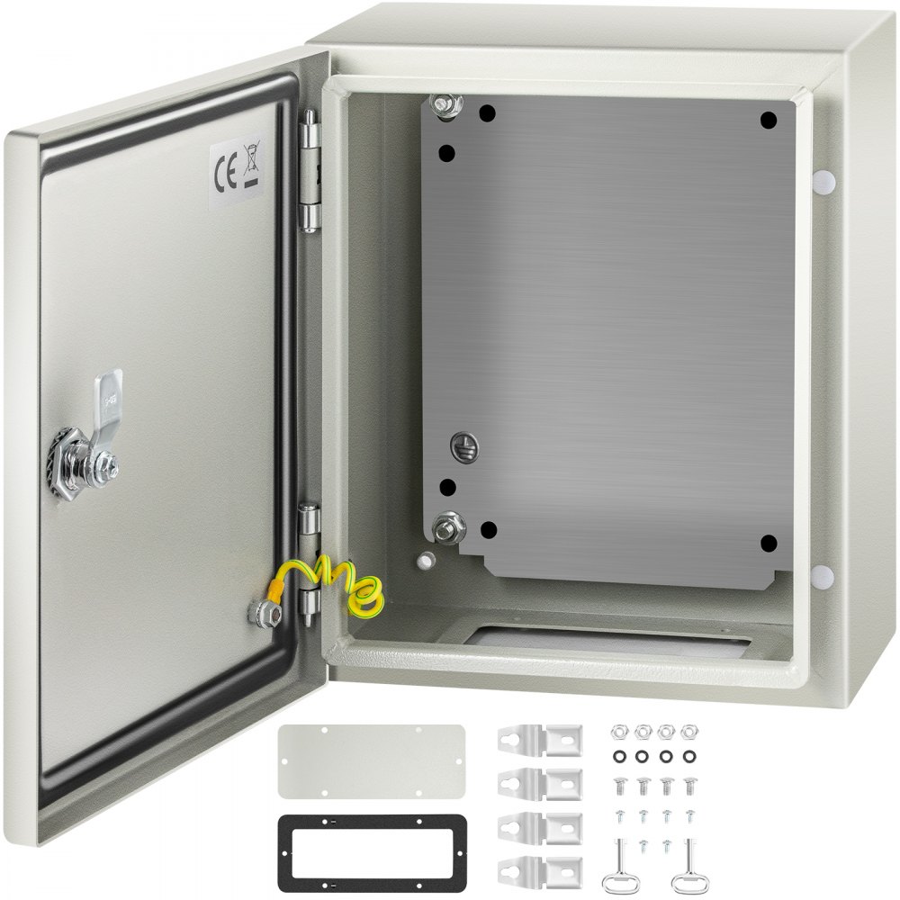 VEVOR NEMA Steel Enclosure, 12 x 10 x 6'' NEMA 4X Steel Electrical Box, IP66 Waterproof & Dustproof, Outdoor/Indoor Electrical Junction Box, with Mounting Plate - DQXJSTCFS30X25X15V0