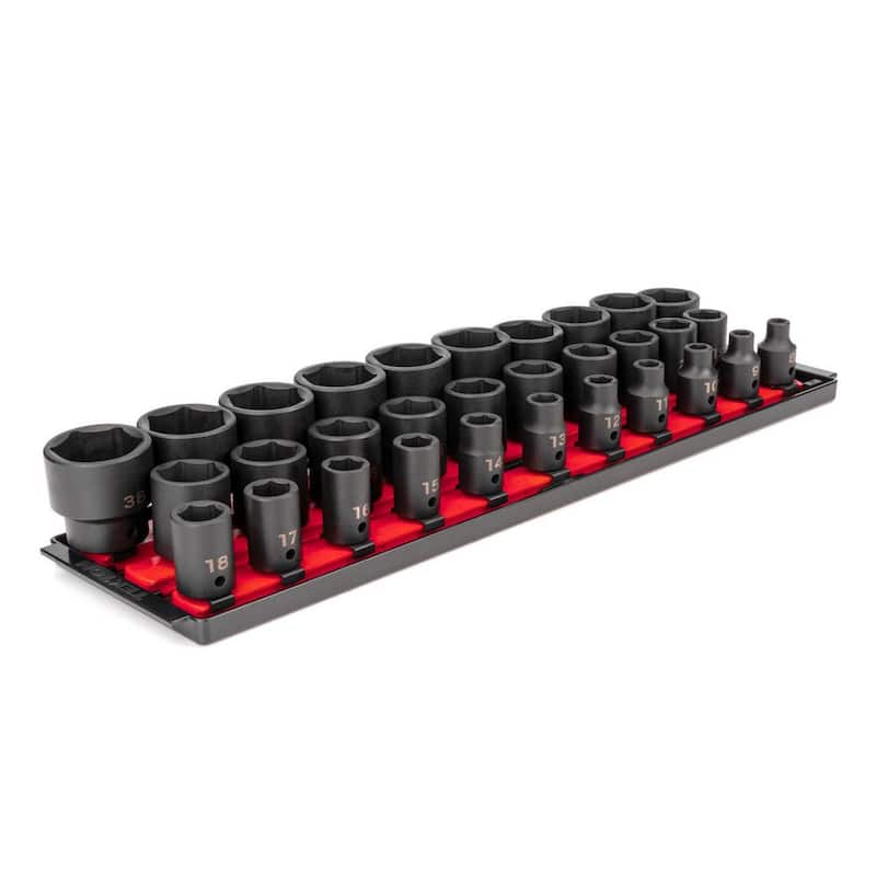 Set de 31 piezas de dados de impacto de 1/2 pulgadas de 6 puntas (8-38 mm) con rieles - SID92104