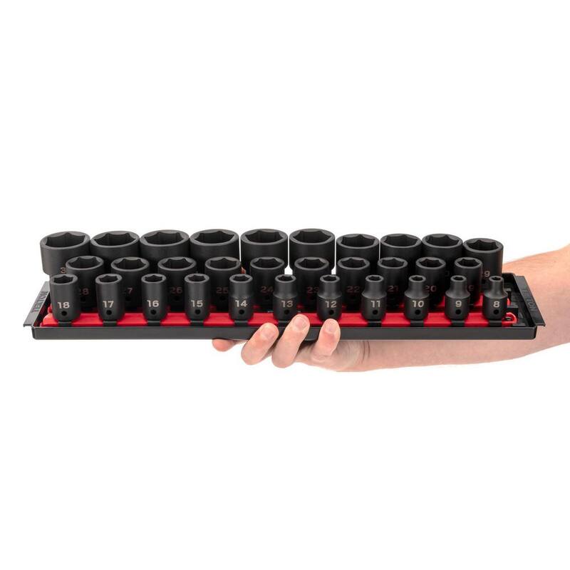 Set de 31 piezas de dados de impacto de 1/2 pulgadas de 6 puntas (8-38 mm) con rieles - SID92104