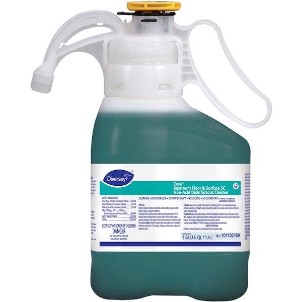 Diversey Crew Limpiador Desinfectante para Baños, 50.7 fl oz (1.6 quart) Fresco, Verde, 2 PK - DVO3063437