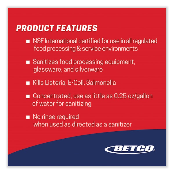 Betco Symplicity Sanibet Multi-Range Sanitizer Desinfectante Desodorizante, Cubeta de 5 galones - 2370500
