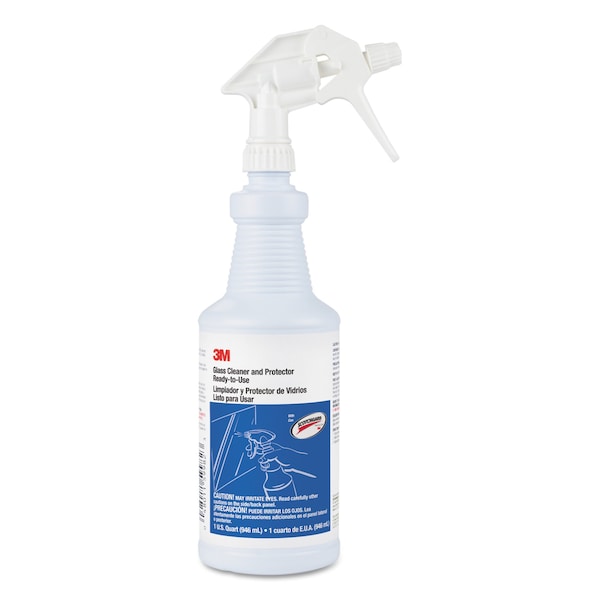 Limpiador líquido de vidrio 3M, aroma a manzana, botella de pulverización con gatillo, paquete de 12 - 85788