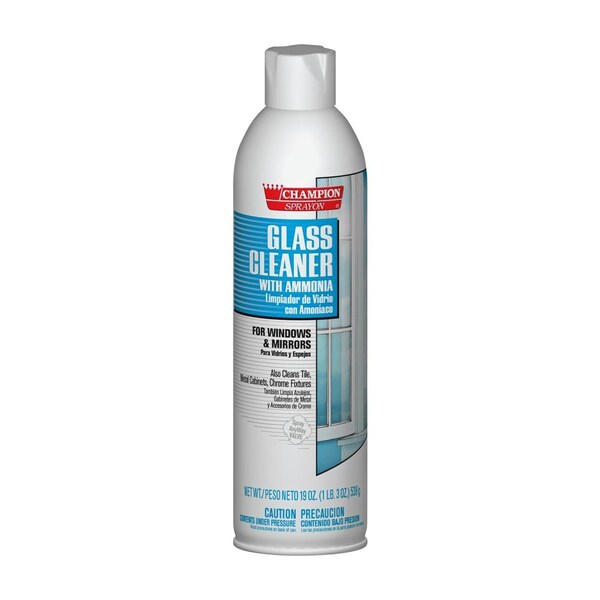Limpiador de vidrio en aerosol Champion con amoníaco neto de 19 oz. 1 lata - 5151-1