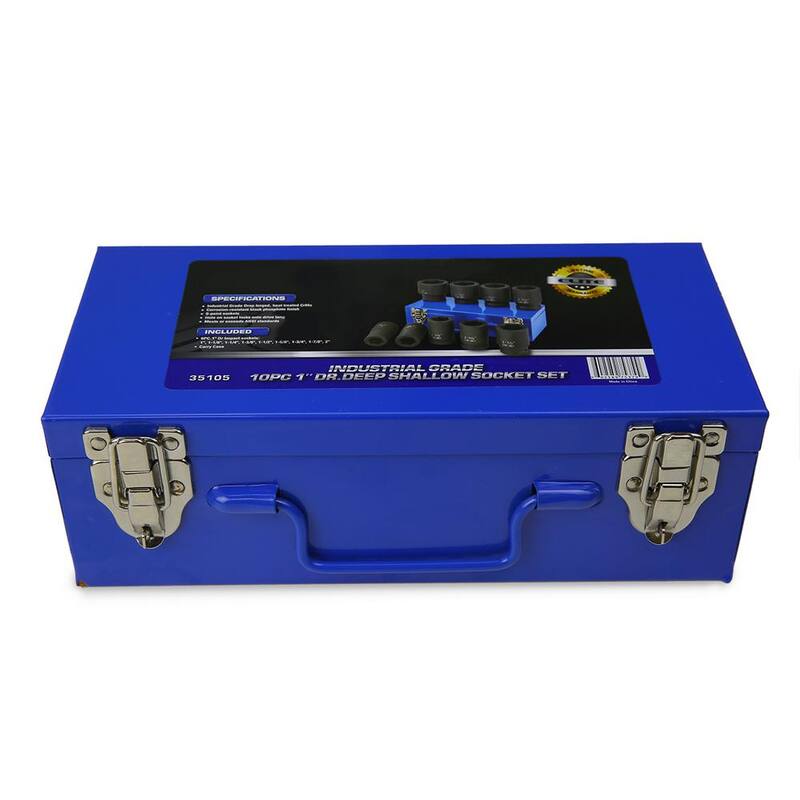 Juego de dados de impacto profundo de 1 pulgada de unidad Stark Cr-Mo de 6 puntos (de 1 pulgada a 2 pulgadas) con estuche de transporte (9 piezas) - 35105.