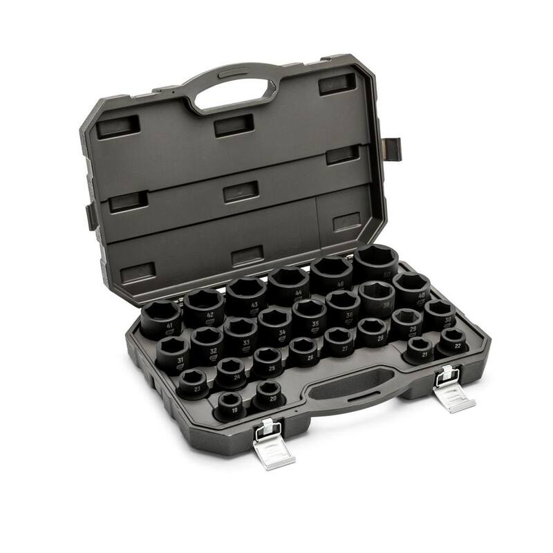 Juego de llaves de impacto métricas estándar de 6 puntos de GEARWRENCH de 3/4 de pulgada con estuche de almacenamiento (26 piezas) - 84031