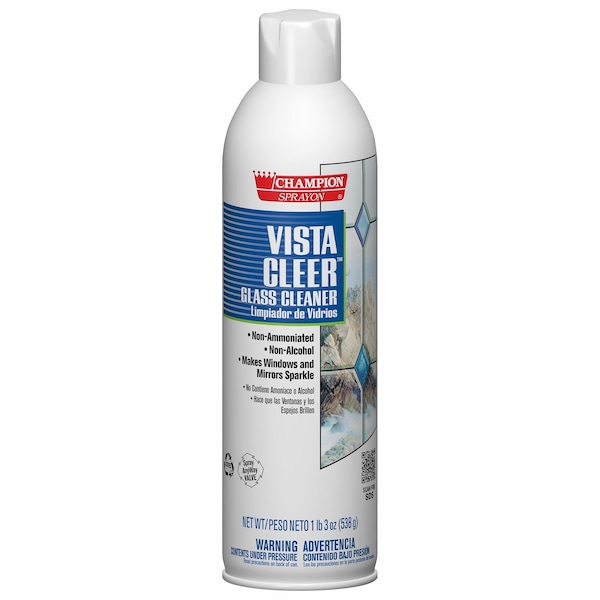 Limpiador de vidrio en aerosol Chase Products NO con amoníaco Vista Clear 12/20oz, paquete de 12 - 438-5155