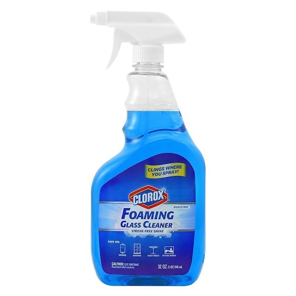 Limpiador de vidrio Clorox Trigger, botella de spray de 32 oz, espuma, aroma fresco, azul - BBP0080