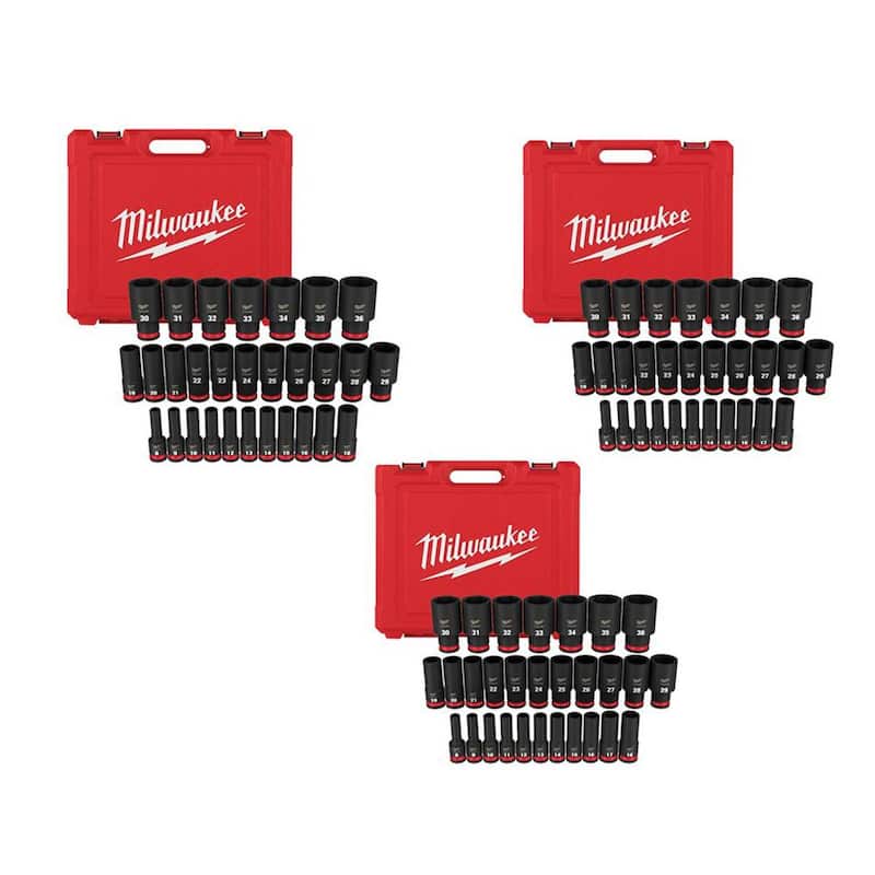 Set de dados de impacto Milwaukee SHOCKWAVE de 1/2 pulgada, de 6 puntos y métricos (87 piezas) - 49-66-7015