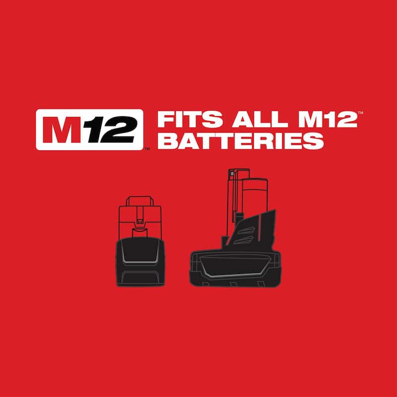 Kit destornillador inalámbrico Milwaukee M12 12V de 1/4 de pulgada con batería de iones de litio y luz de inundación de 700 lúmenes con servicio y reparación M12 y carga USB - 2401-22-2367-20.