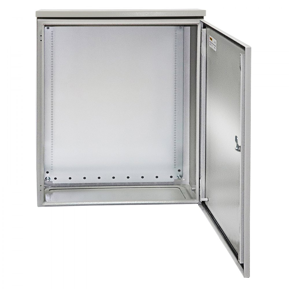 VEVOR Electrical Enclosure, 20x20x6in, Tested to UL Standards NEMA 4 Outdoor Enclosure, IP65 Waterproof & Dustproof Cold-Rolled Carbon Steel Hinged Junction Box for Outdoor Indoor Use, with Rain Hood - TUL50X50X15CMDJ0OV0