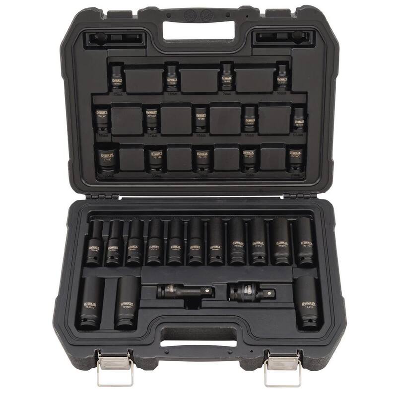 Juego de dados de impacto DEWALT de 1/2 pulgadas (30 piezas), juego de accesorios de impacto (10 piezas) y llave de impacto neumática de 1/2 pulgadas - DWMT19249773741