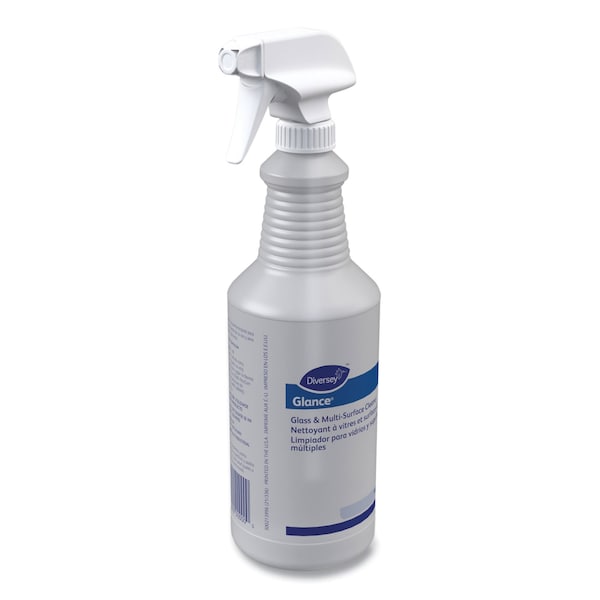 Diversey Glance Limpiador de Cristales y Superficies Múltiples en Botella Pulverizadora, 32 oz, Transparente, Paquete de 12 - D1231138