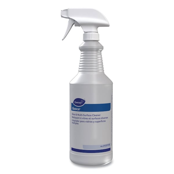 Diversey Glance Limpiador de Cristales y Superficies Múltiples en Botella Pulverizadora, 32 oz, Transparente, Paquete de 12 - D1231138
