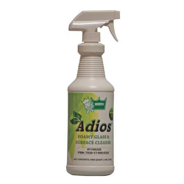 Limpiador de vidrio y superficies Werth Sanitary Supply, 1 qt., Transparente, Sin aroma, Botella de gatillo, paquete de 12 - 1100220