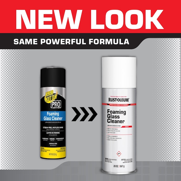 Limpiador de espuma para vidrio Rust-Oleum Professional, 20 oz, transparente, sin fragancia, lata de aerosol, 12 piezas - 381658