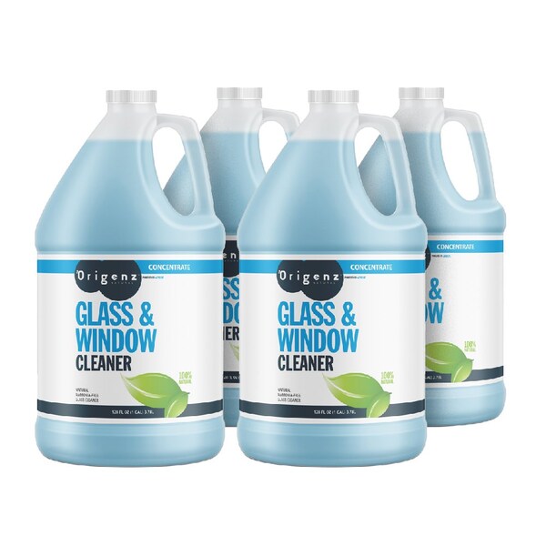 Origenz Natural Limpiador de Vidrio y Ventanas Líquido, Azul, Suave, 4 PK