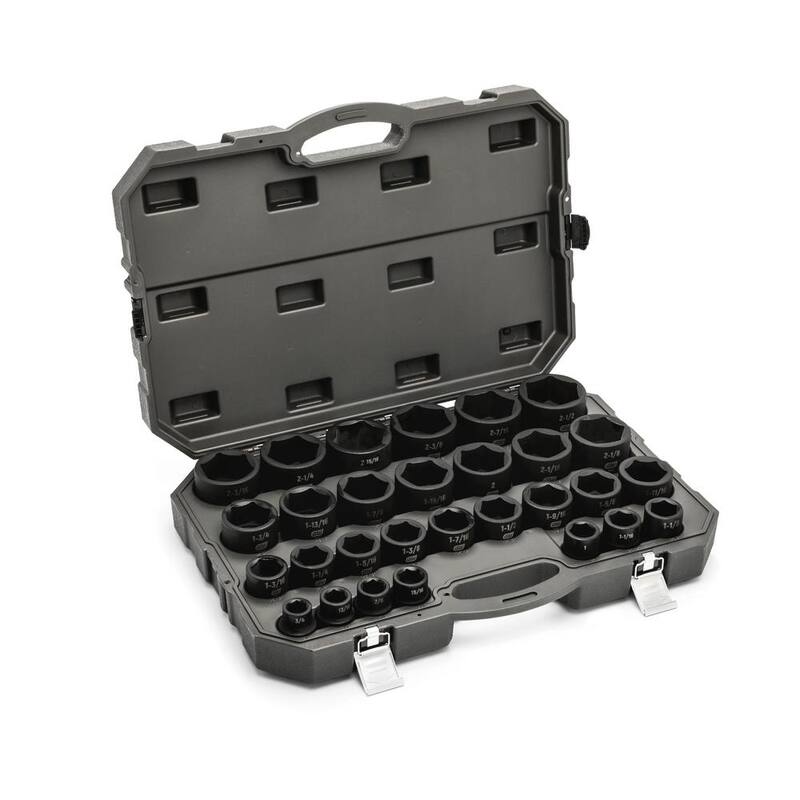 Juego de puntas de impacto poco profundas de 6 puntos SAE de 3/4 de pulgada de GEARWRENCH con estuche de almacenamiento (29 piezas) - 84035