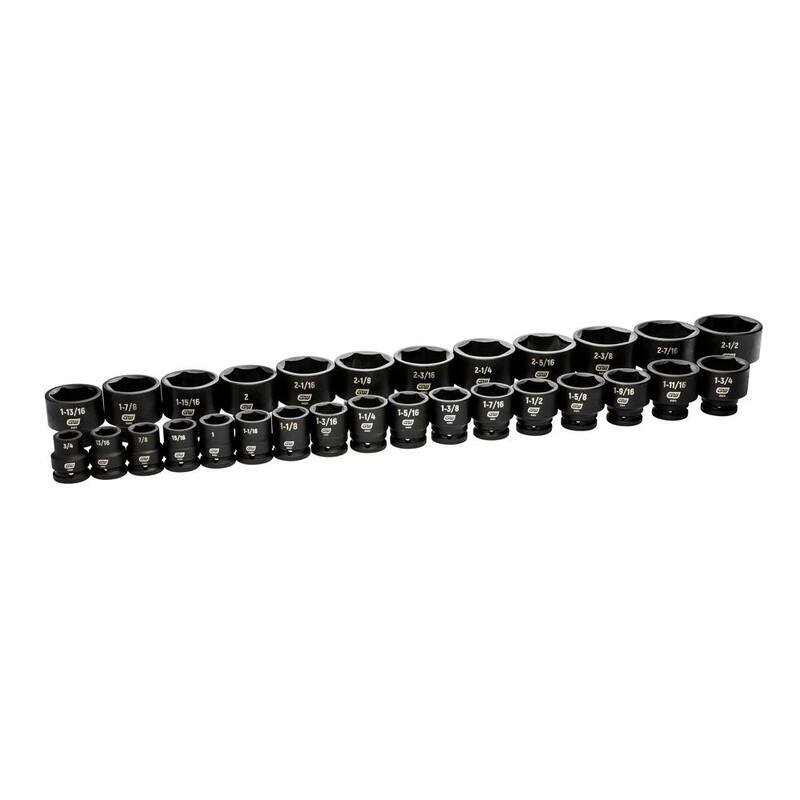 Juego de puntas de impacto poco profundas de 6 puntos SAE de 3/4 de pulgada de GEARWRENCH con estuche de almacenamiento (29 piezas) - 84035