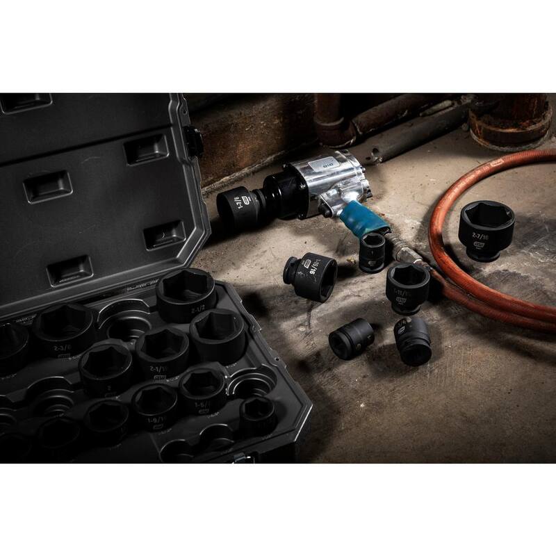 Juego de puntas de impacto poco profundas de 6 puntos SAE de 3/4 de pulgada de GEARWRENCH con estuche de almacenamiento (29 piezas) - 84035