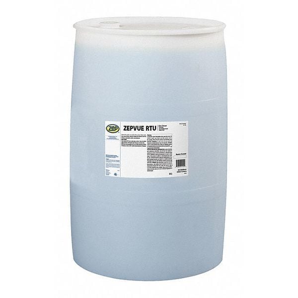 Limpiador de vidrio líquido Zep, 55 galones, azul claro, agradable, bote - 101085