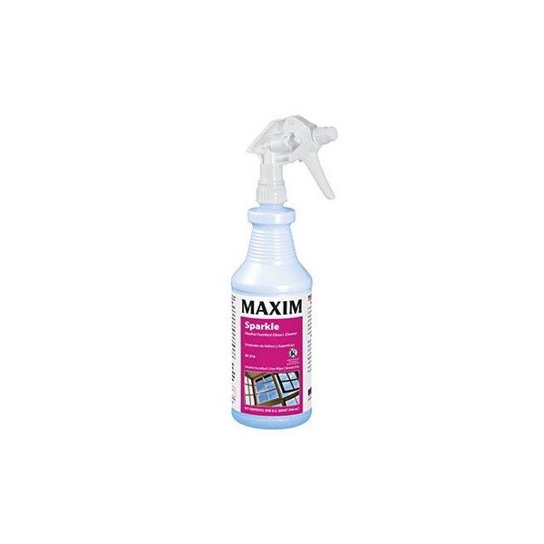 Limpiador de vidrio con alcohol Midlab Inc. Maxim Sparkle 1 cuarto de galón, aroma fresco, paquete de 12 - 051800-12