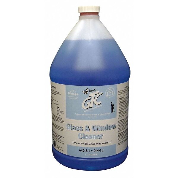 Limpiador de vidrio líquido, 1 galón, azul, limón, envase, 4 unidades - DIN13-4