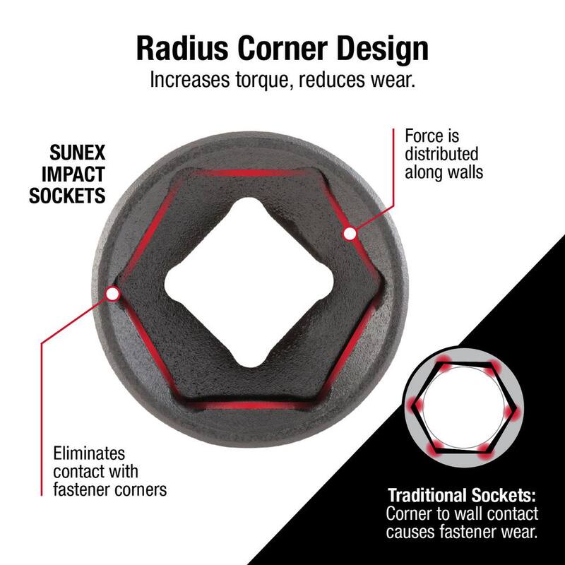 Juego de dados de impacto SAE de 1/2 pulgadas de Sunex Tools (39 piezas) - 2668.