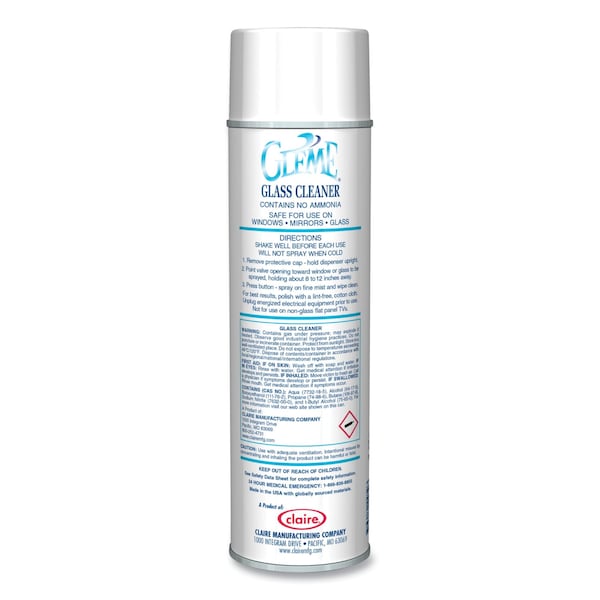 Limpiador de cristales Claire Gleme, aroma fresco, aerosol de 19 oz, paquete de 12 - CL050