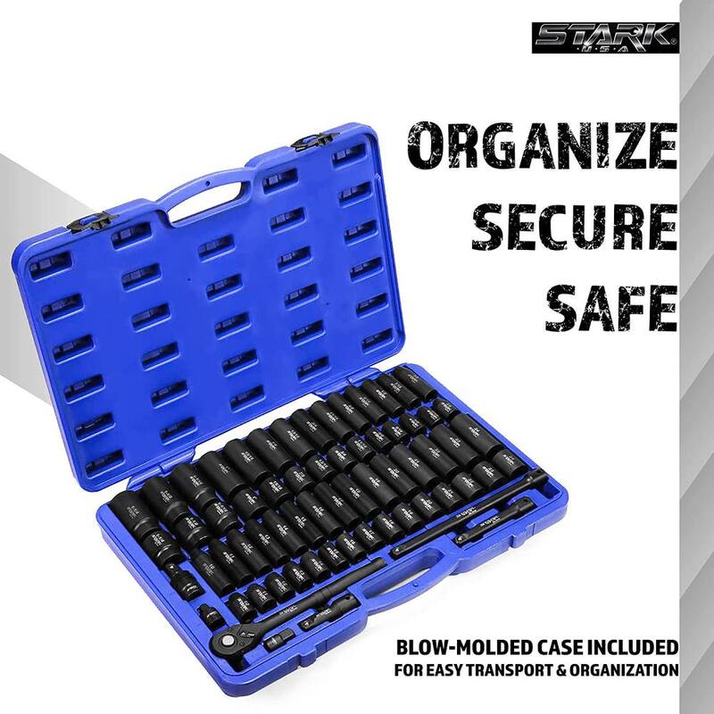 Juego de dados de impacto maestros Barton de 1/2 pulg. SAE (de 3/8 a 1-1/4 pulg.) (65 piezas) - 35708-H