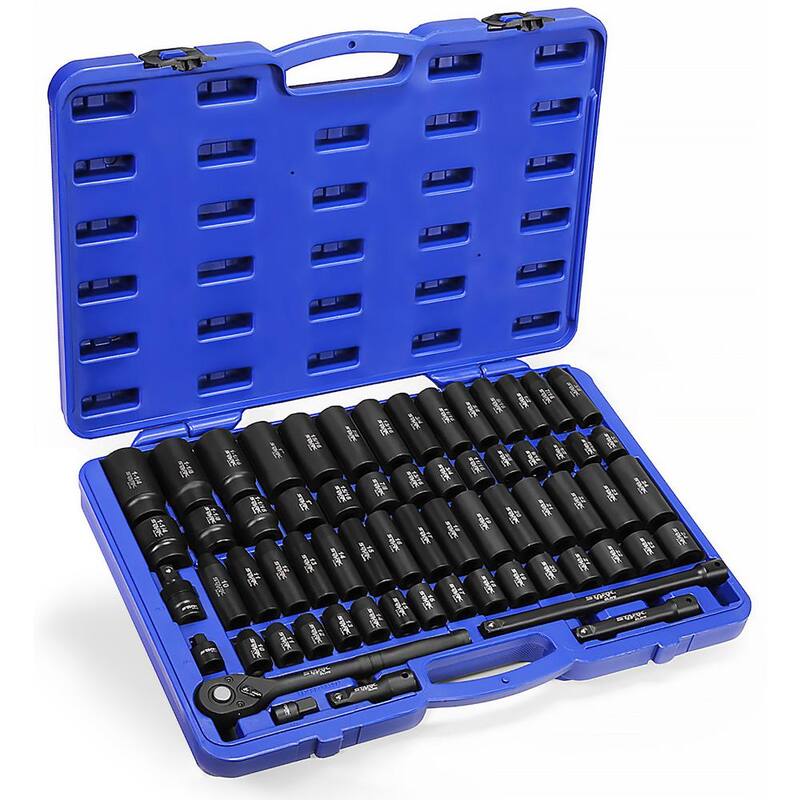 Juego de dados de impacto maestros Barton de 1/2 pulg. SAE (de 3/8 a 1-1/4 pulg.) (65 piezas) - 35708-H