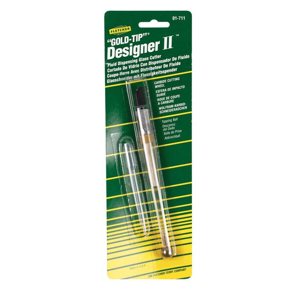 Cortador de vidrio de cuchilla fija Fletcher-Terry Designer II de 4 pulgadas con dispensador de fluido - Transparente 1 paquete - 01-711