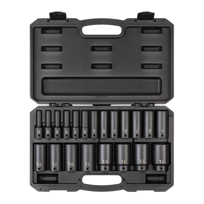 Set de dados de impacto de 21 piezas, TEKTON de 1/2 pulgadas de unidad profunda de 6 puntos (5/16 a 1-1/2 pulgadas) - SID92306.