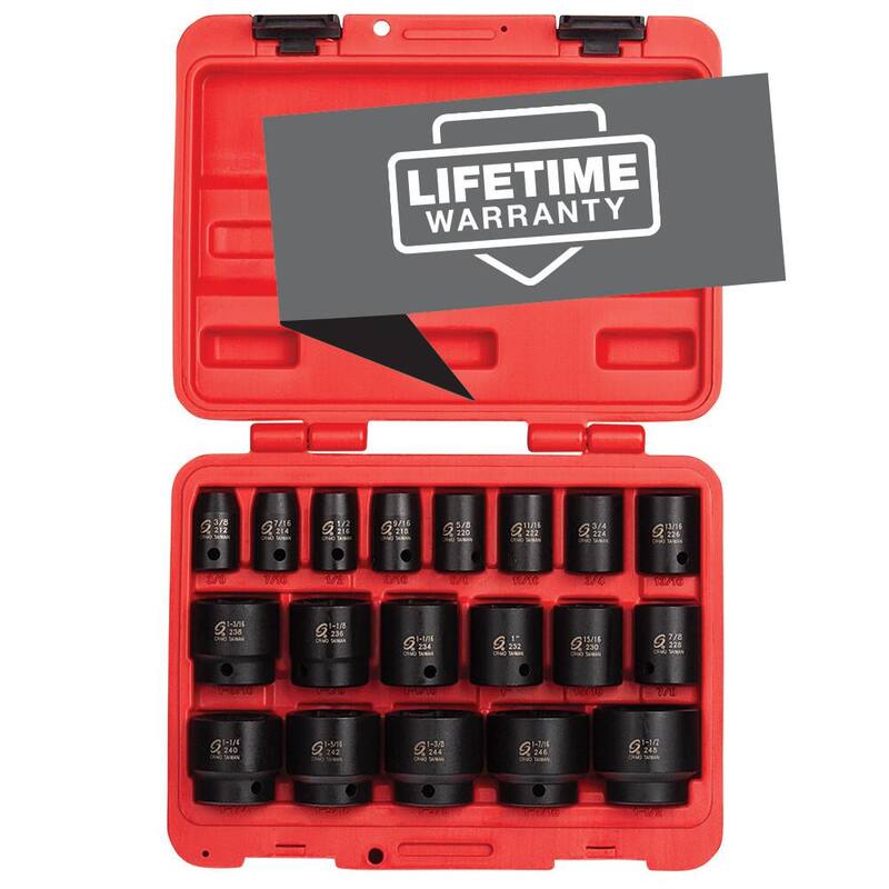 SUNEX TOOLS Juego de llaves de impacto SAE de 1/2 pulgada (19 piezas) - 2640