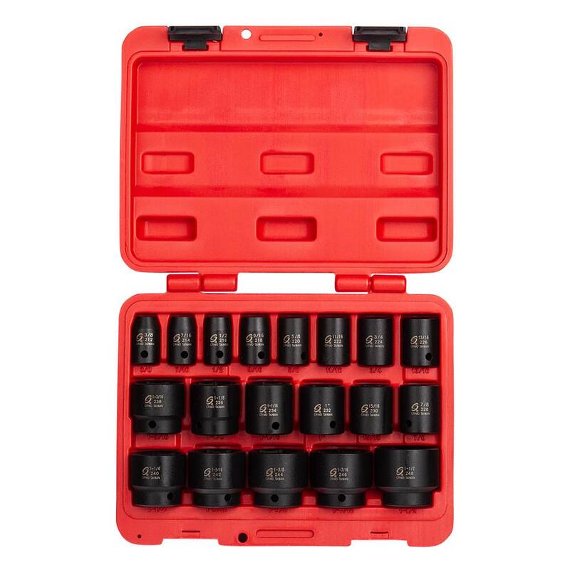 SUNEX TOOLS Juego de llaves de impacto SAE de 1/2 pulgada (19 piezas) - 2640