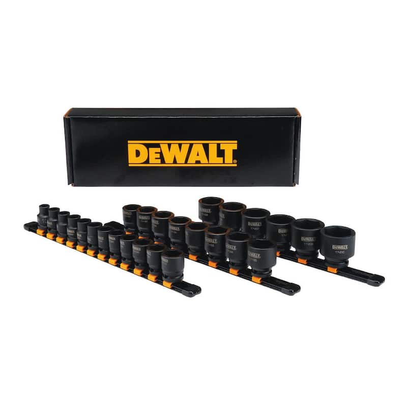Juego de llaves de impacto métricas de 1/2 pulgadas DEWALT (26 piezas) - DWMT19243