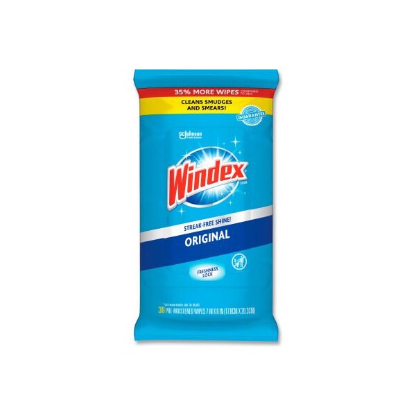 Toallitas de Vidrio Windex Orginal, 38 Toallitas/Paquete, 12 Paquetes/Caja - 319251 - 319251