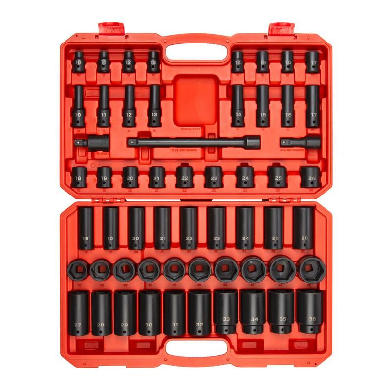 Juego de dados de impacto de 1/2 pulgada, de 6 puntas, 57 piezas (10 mm - 36 mm) - SID92401