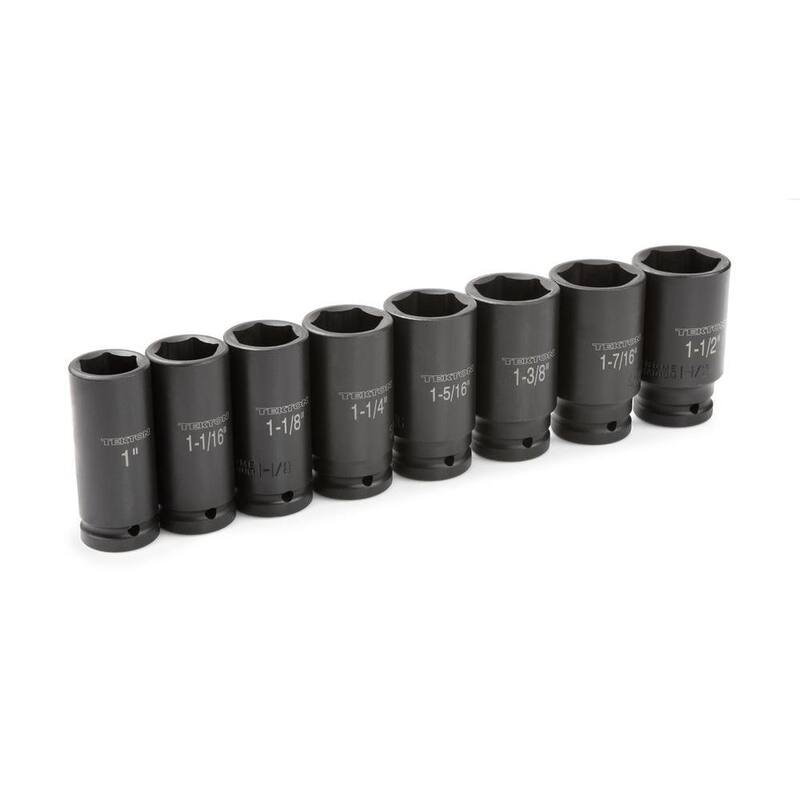 Juego de dados de impacto profundo de 6 puntas TEKTON de 3/4 de pulgada de 1 a 1-1/2 pulgadas - 4891