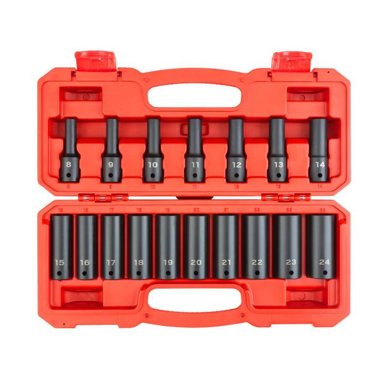 Juego de 17 piezas de puntas de impacto de 6 puntos de accionamiento de 1/2 pulgada de profundidad TEKTON de 8 mm a 24 mm - SID92329