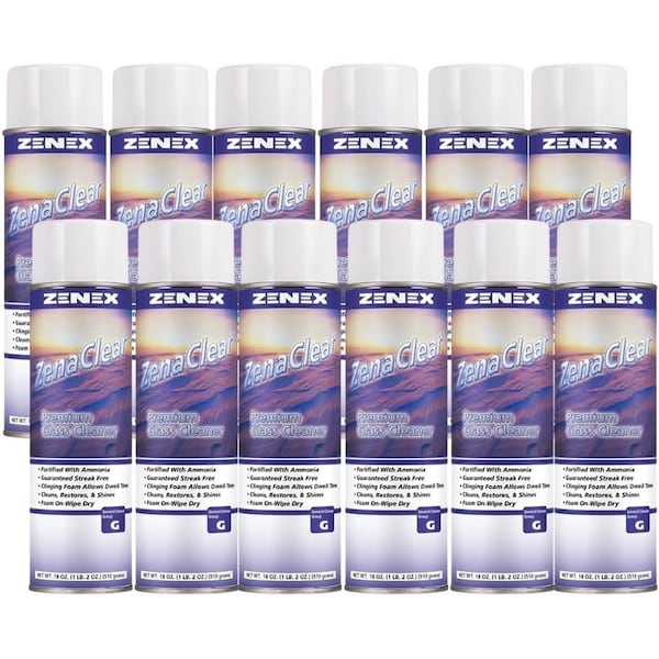 Limpiador de cristales Zenex ZenaClear con amoníaco neto 18 oz., 12PK - 495255