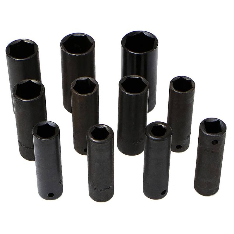 Juego de llaves de vaso de impacto profundo XtremepowerUS de 1/2 pulgadas con estuche de transporte (12 piezas) - 35702-H1.
