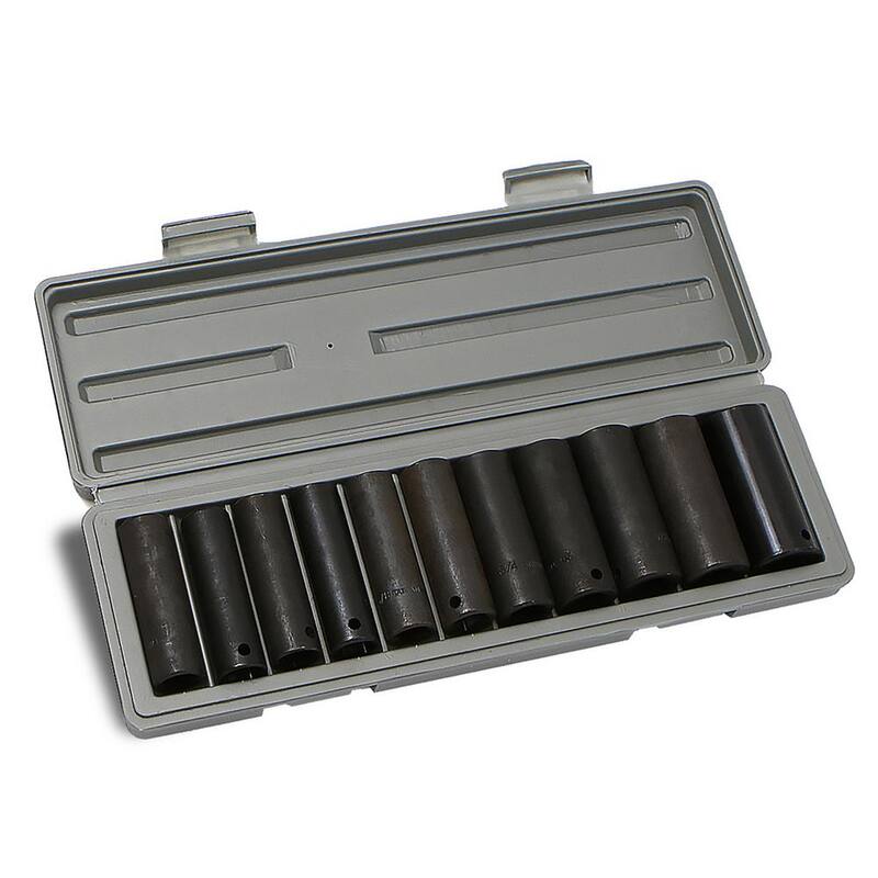 Juego de llaves de vaso de impacto profundo XtremepowerUS de 1/2 pulgadas con estuche de transporte (12 piezas) - 35702-H1.