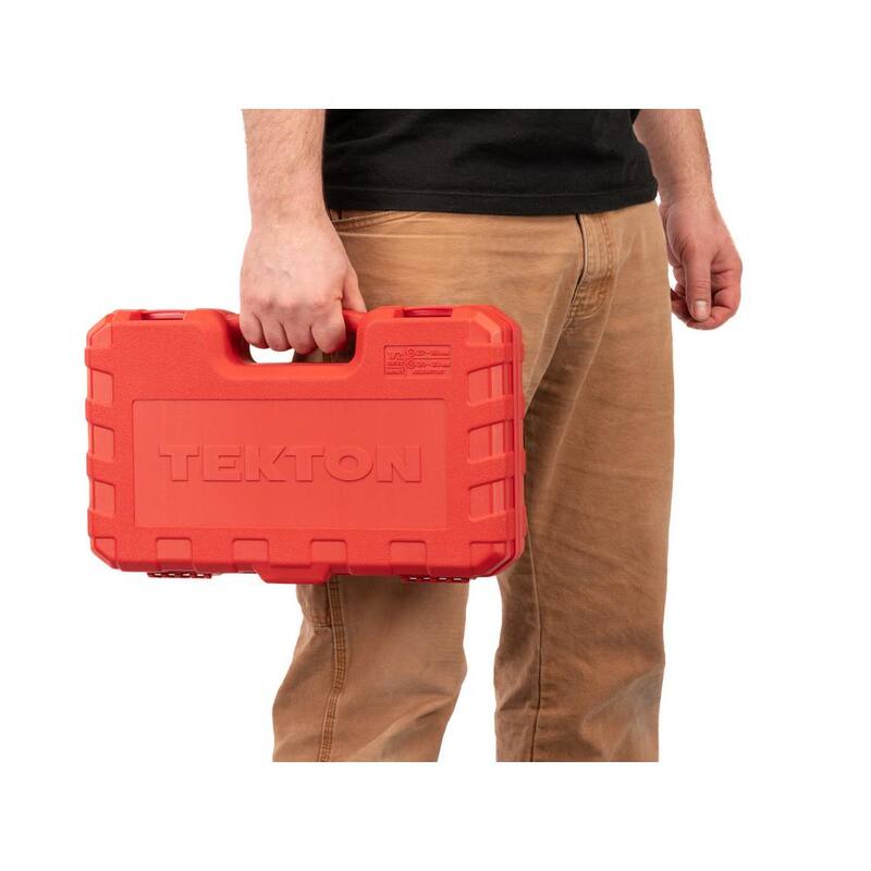 Juego de zócalos de impacto TEKTON de 1/2 pulgadas, puntas profundas de 6 y 12 puntos para tuercas de eje con estuche, 14 piezas (27-39 mm) - SID92341