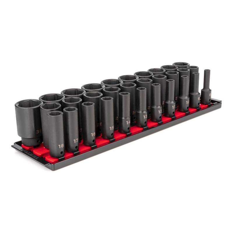 Set de 31 piezas de dados de impacto de 6 puntas de 1/2 pulg. TEKTON (8-38 mm) con rieles - SID92105