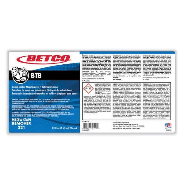 Betco Limpiador líquido de 32 oz, Botella rociadora, 12 unidades - 3211200