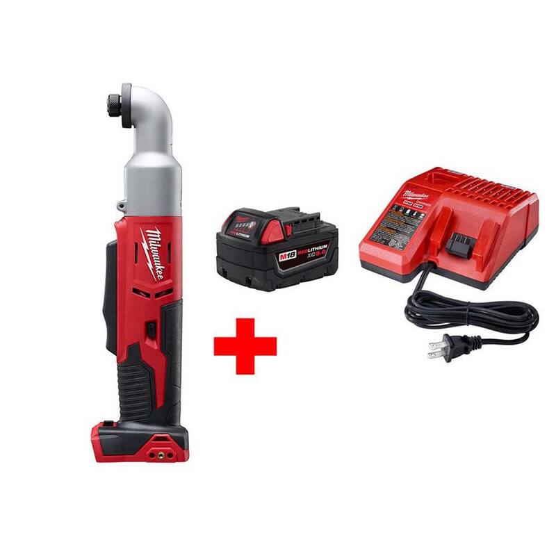 Milwaukee M18 18V Lithium-Ion Inalámbrico de 1/4 de pulgada Hexagonal Impact Driver de Ángulo Recto de 2 velocidades con (1) Batería de 5.0Ah y Cargador - 2667-20-48-59-1850