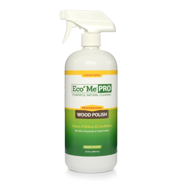 Limpiador y abrillantador para superficies de madera Eco Me, listo para usar, aroma a limón 32 oz., paquete de 6 - ECJS-WPLF32-06